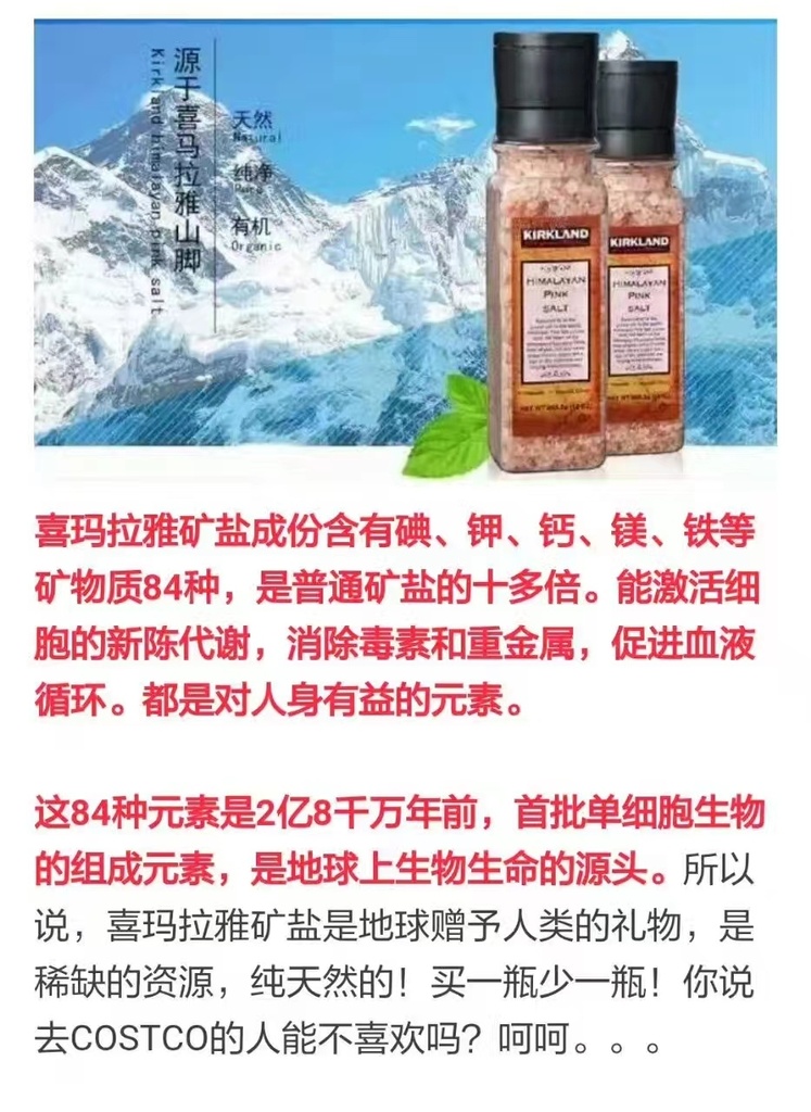 Kirkland喜马拉雅粉盐粗盐 737克两罐装