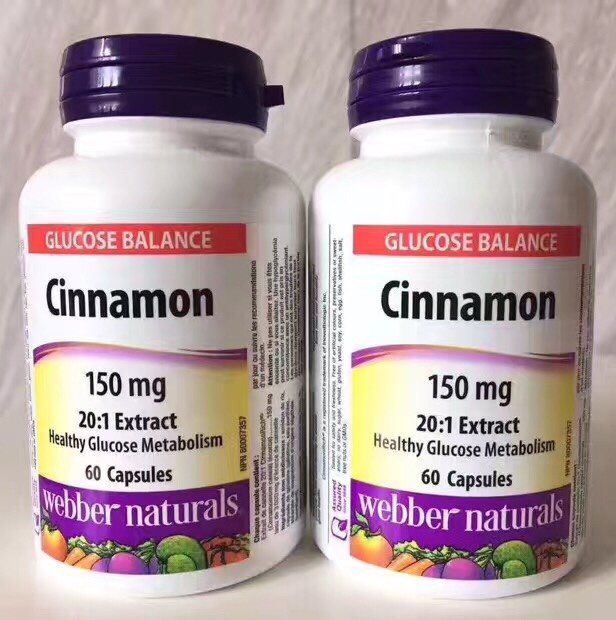 Webber Naturals 韦伯天然肉桂胶囊60粒*2瓶装