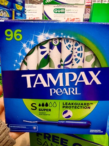 [DG0280] 不含荧光粉！Tampax Pearl丹碧丝珍珠系列卫生棉条96支 super  姨妈期安心陪护！