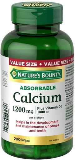 [DG0282] Nature‘s Bounty自然之宝液体钙软胶囊1200mg 1000IU200粒