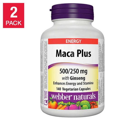 [DG0261] Webber Naturals玛卡Maca人参精华胶囊140粒*2瓶