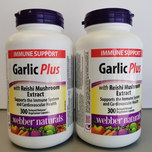 [DG0071] Webber naturals Garlic Plus 大蒜灵芝精华胶囊300粒*2  两瓶装